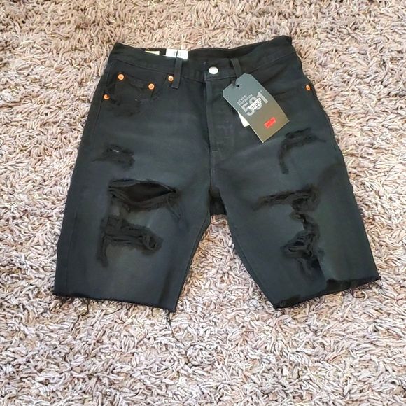 Levi's Premium 501 Distressed High Rise Jean Shorts - Picture 4 of 15